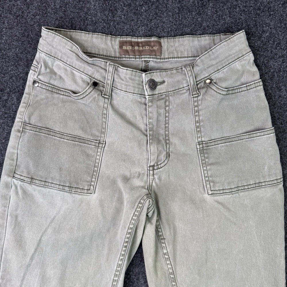 Bit & Bridle Womens Jeans Size 6 Green Utility Straight Leg Raw Hem Western